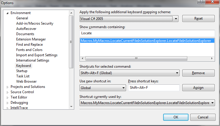 Visual Studio Bind Macro Keyboard Shortcut